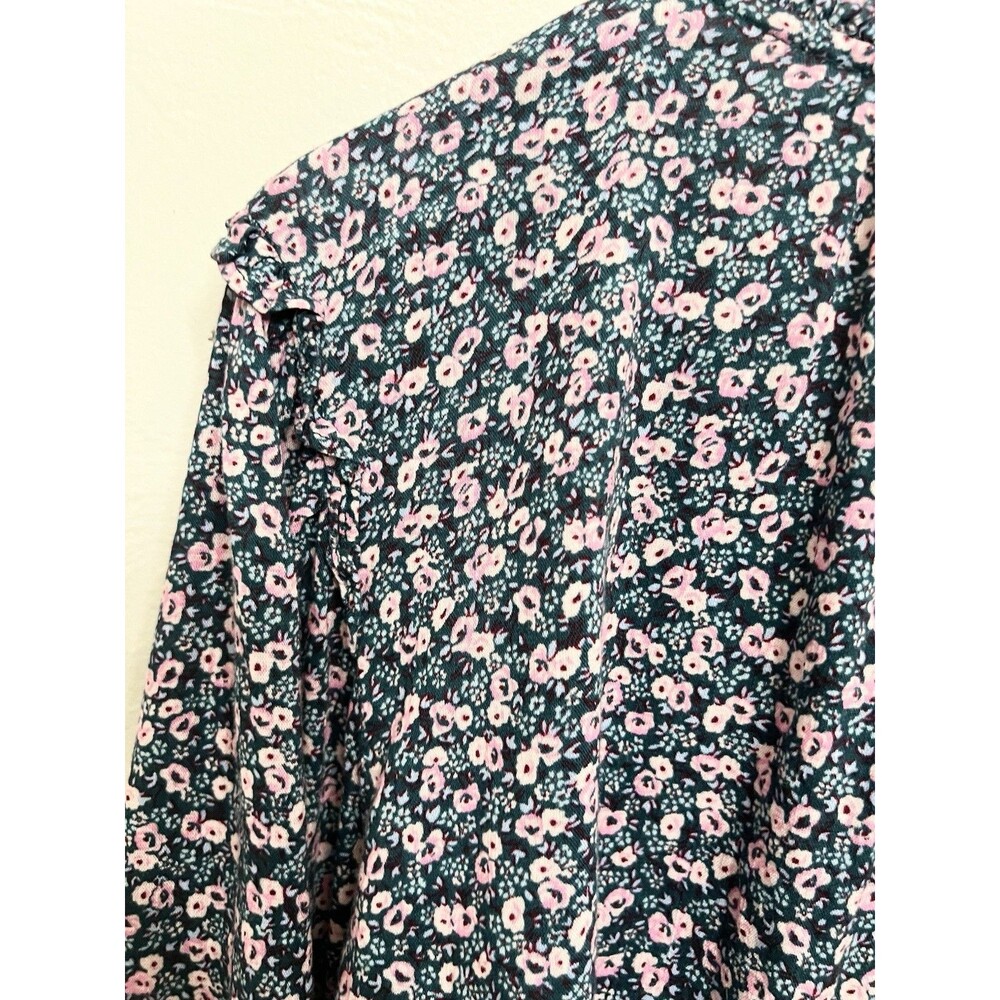 GAP Navy Floral Button-Front Blouse with Pink Accents - Picture 9 of 9